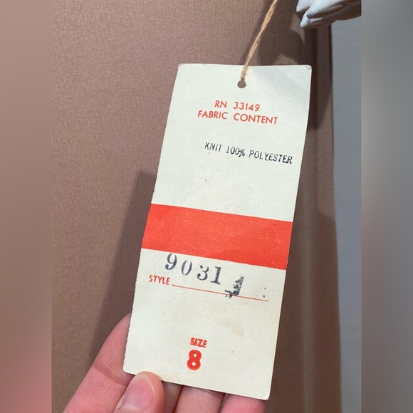 1970’s LEE JORDAN DRESS Studded Studs Rhinestones NEUTRAL Vintage Tags Nude Knit - Picture 2 of 11